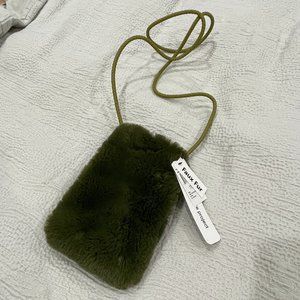 NWT The Cashmere Project Faux Fur Crossbody Bag (Olive color)